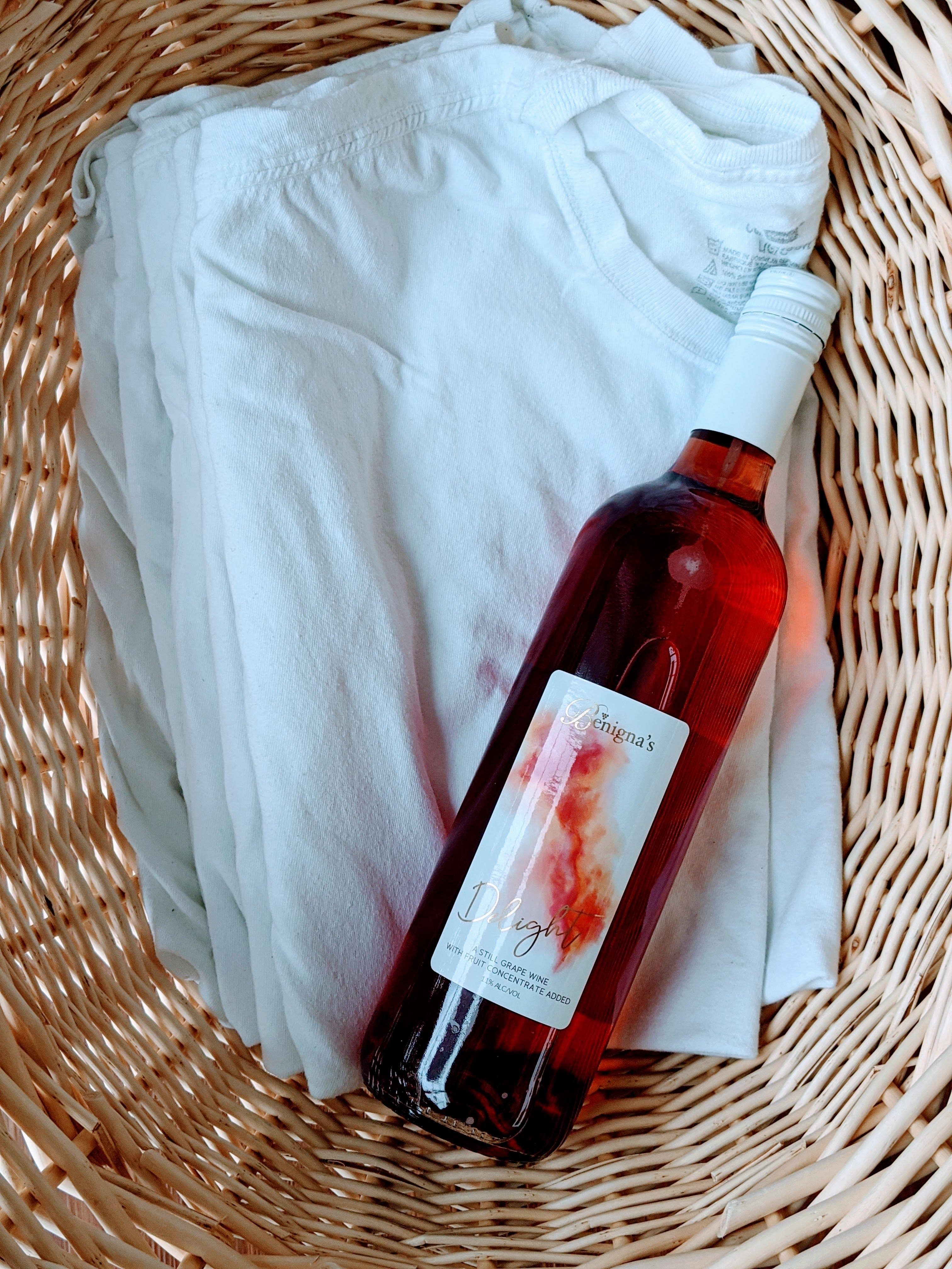 laundrey basket with delight wine